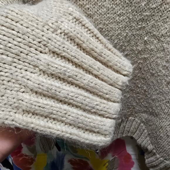 Victoria's Secret PINK cream chunky knit long sleep crewneck sweater large - Picture 6 of 13